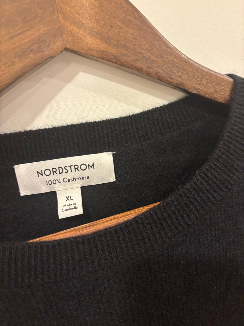 NWOT Nordstrom Black Crewneck 100% Cashmere Sweater Size XL - Picture 5 of 7